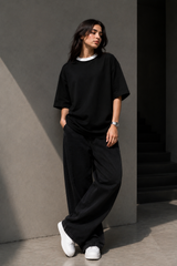 Plain Oversized T-Shirt with Neck Rib for Girls