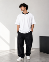 Plain Oversized T-Shirt with Neck Rib for Men