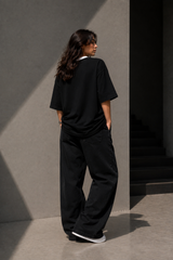 Plain Oversized T-Shirt with Neck Rib for Girls