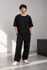 Plain Oversized T-Shirt with Neck Rib for Men