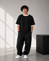 Plain Oversized T-Shirt with Neck & Shoulder Rib for Men