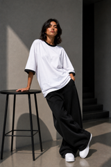 Plain Oversized T-Shirt with Neck & Shoulder Rib for Girls