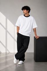 Plain Oversized T-Shirt with Neck Rib for Men