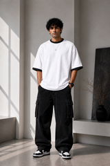 Plain Oversized T-Shirt with Neck & Shoulder Rib for Men