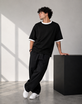 Plain Oversized T-Shirt with Neck & Shoulder Rib for Men