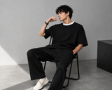 Plain Oversized T-Shirt with Neck Rib for Men
