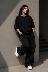 Plain Oversized T-Shirt with Neck Rib for Girls