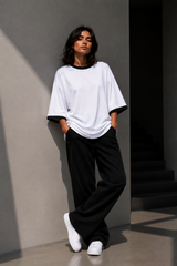 Plain Oversized T-Shirt with Neck & Shoulder Rib for Girls