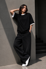 Plain Oversized T-Shirt with Neck & Shoulder Rib for Girls