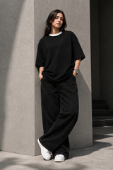 Plain Oversized T-Shirt with Neck Rib for Girls