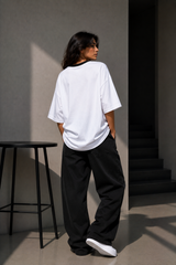 Plain Oversized T-Shirt with Neck Rib for Girls